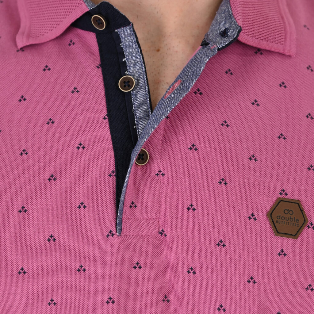 261PS-3081 POLO PIQUE ALL-OVER PRINT DUSTY ROSE