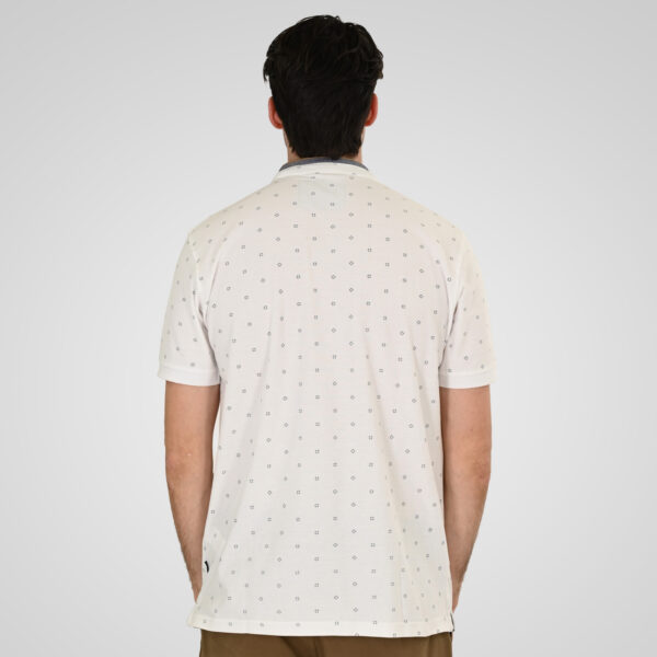 261PS-3082 POLO PIQUE ALL-OVER PRINT WITH MAO COLLAR WHITE