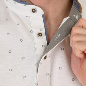 261PS-3082 POLO PIQUE ALL-OVER PRINT WITH MAO COLLAR WHITE - Image 5