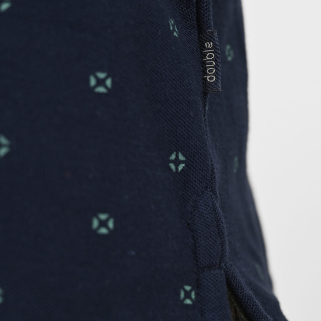 261PS-3082 POLO PIQUE ALL-OVER PRINT WITH MAO COLLAR NAVY