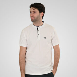 261PS-3083 POLO PIQUE MAO COLLAR WHITE