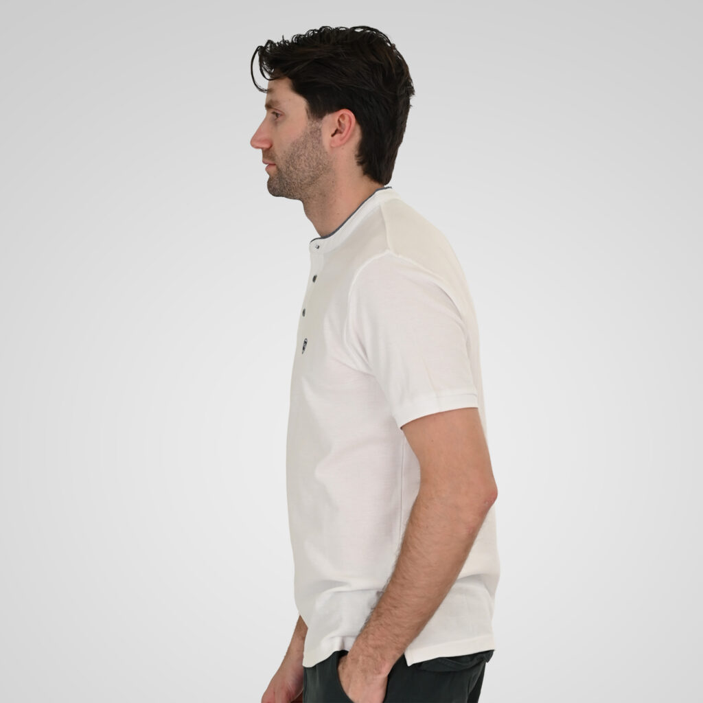 261PS-3083 POLO PIQUE MAO COLLAR WHITE