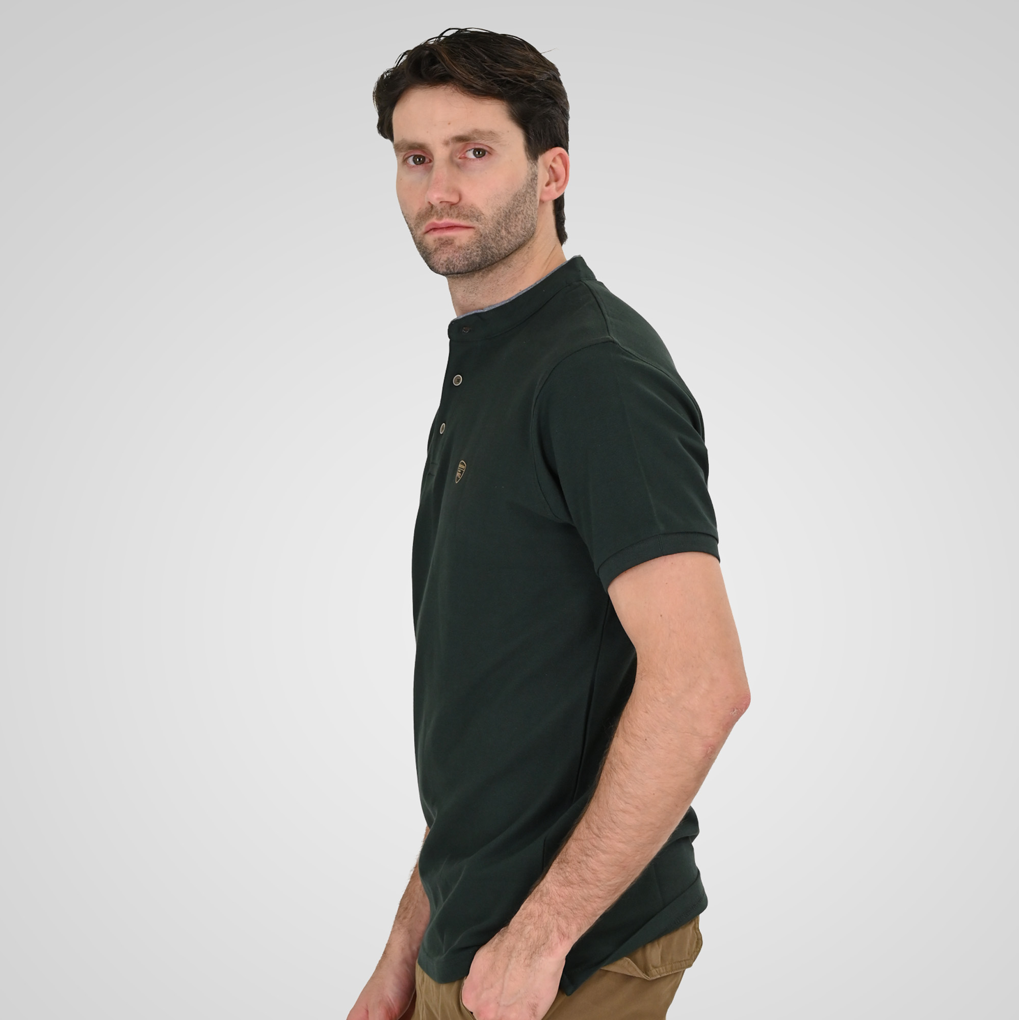 261PS-3083 POLO PIQUE MAO COLLAR FOREST GREEN - Image 3