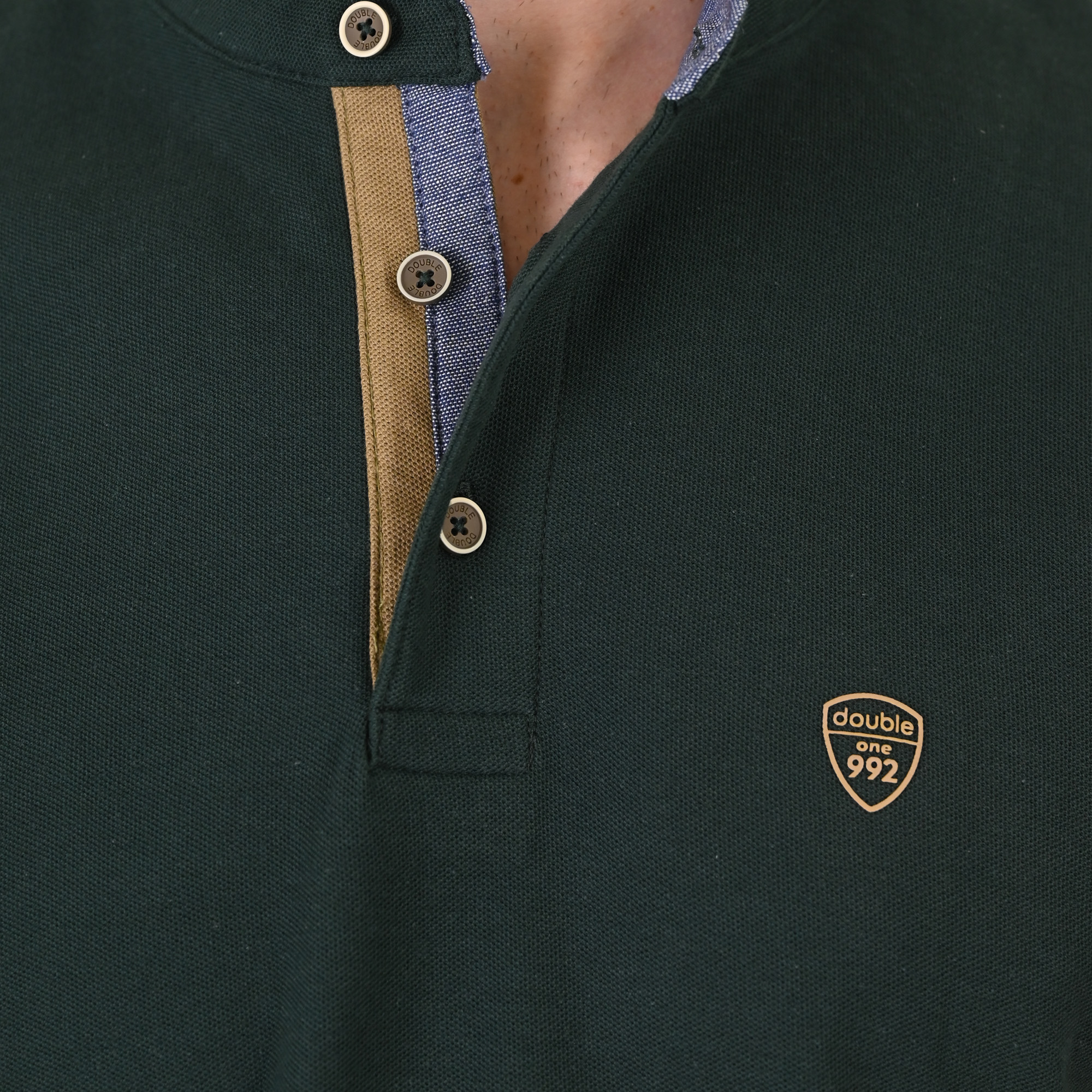 261PS-3083 POLO PIQUE MAO COLLAR FOREST GREEN - Image 5