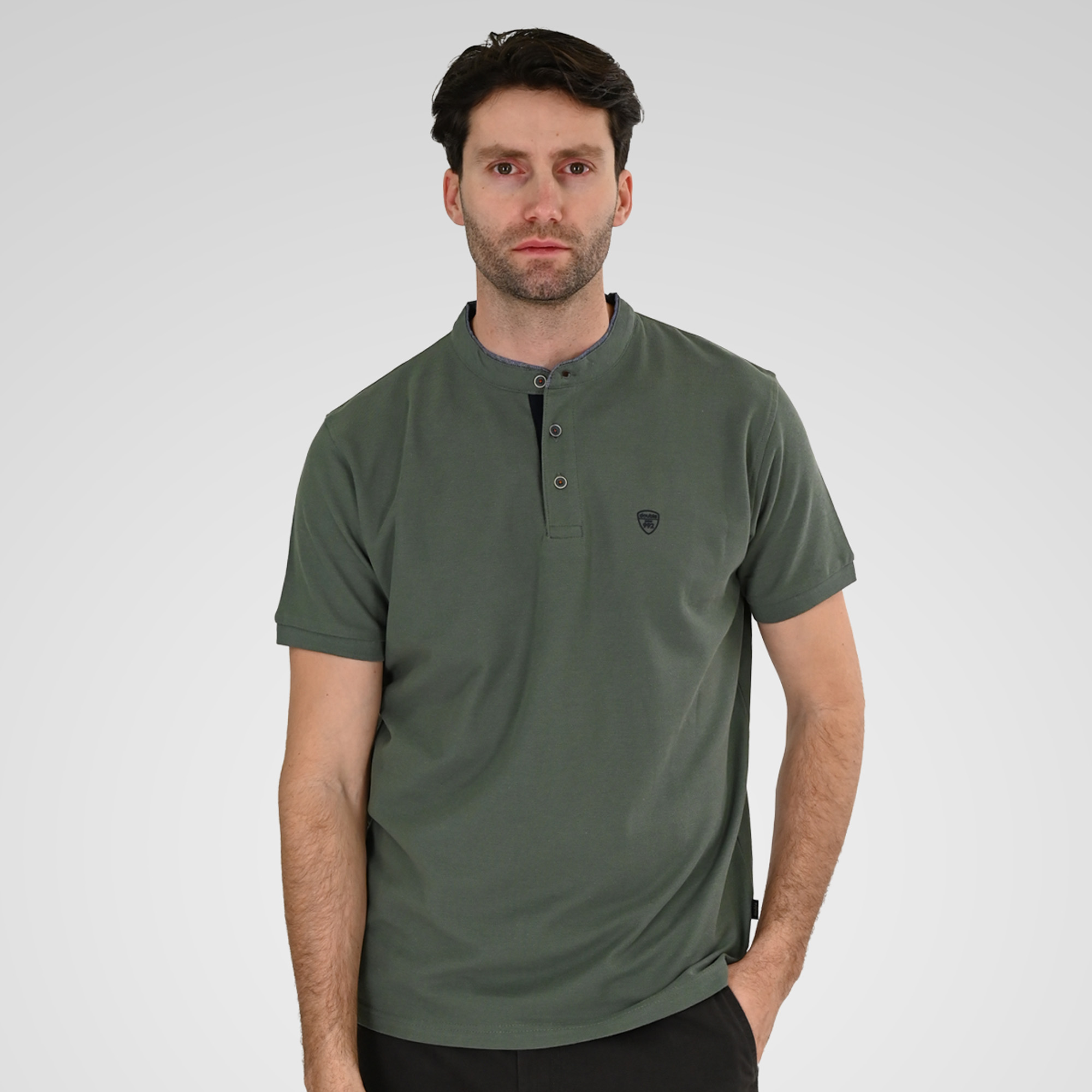261PS-3083 POLO PIQUE MAO COLLAR AGAVE GREEN - Image 1