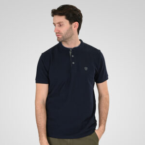 261PS-3083 POLO PIQUE MAO COLLAR NAVY