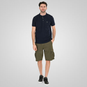 261PS-3083 POLO PIQUE MAO COLLAR NAVY