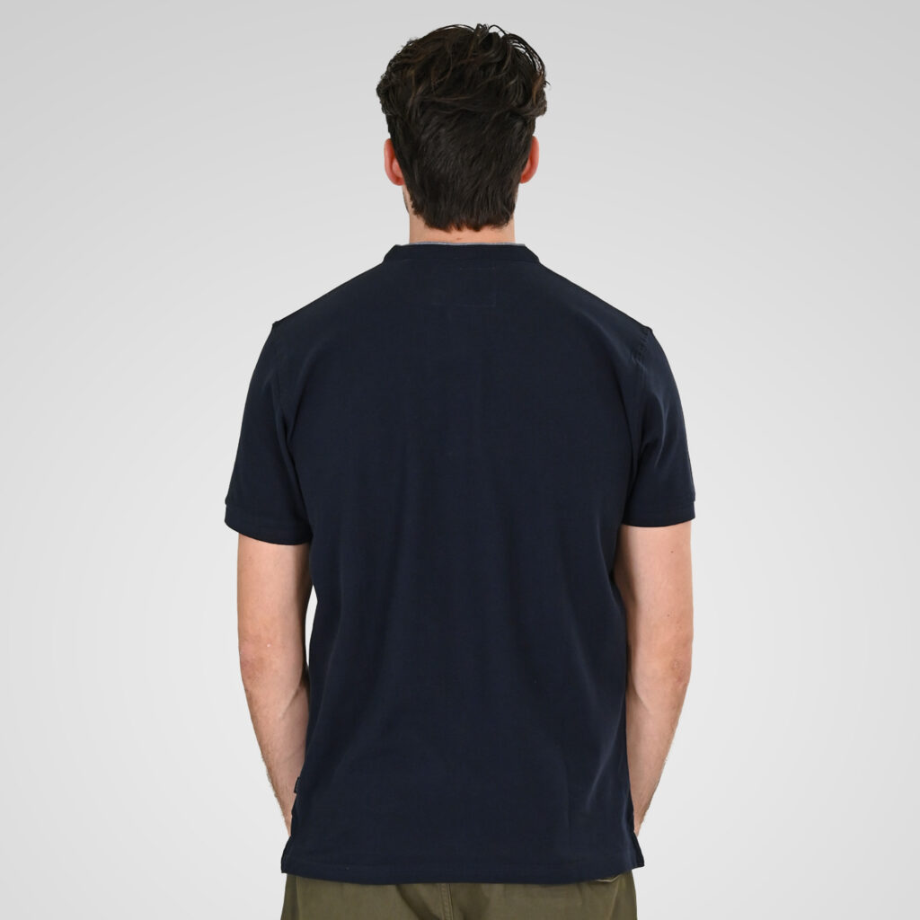 261PS-3083 POLO PIQUE MAO COLLAR NAVY