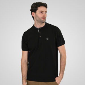 261PS-3083 POLO PIQUE MAO COLLAR BLACK - Image 1