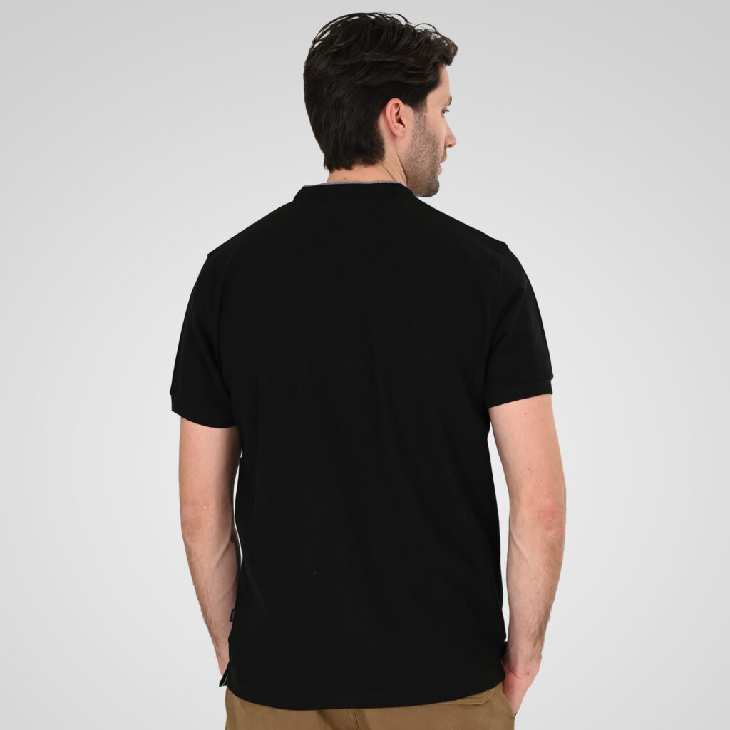 261PS-3083 POLO PIQUE MAO COLLAR BLACK