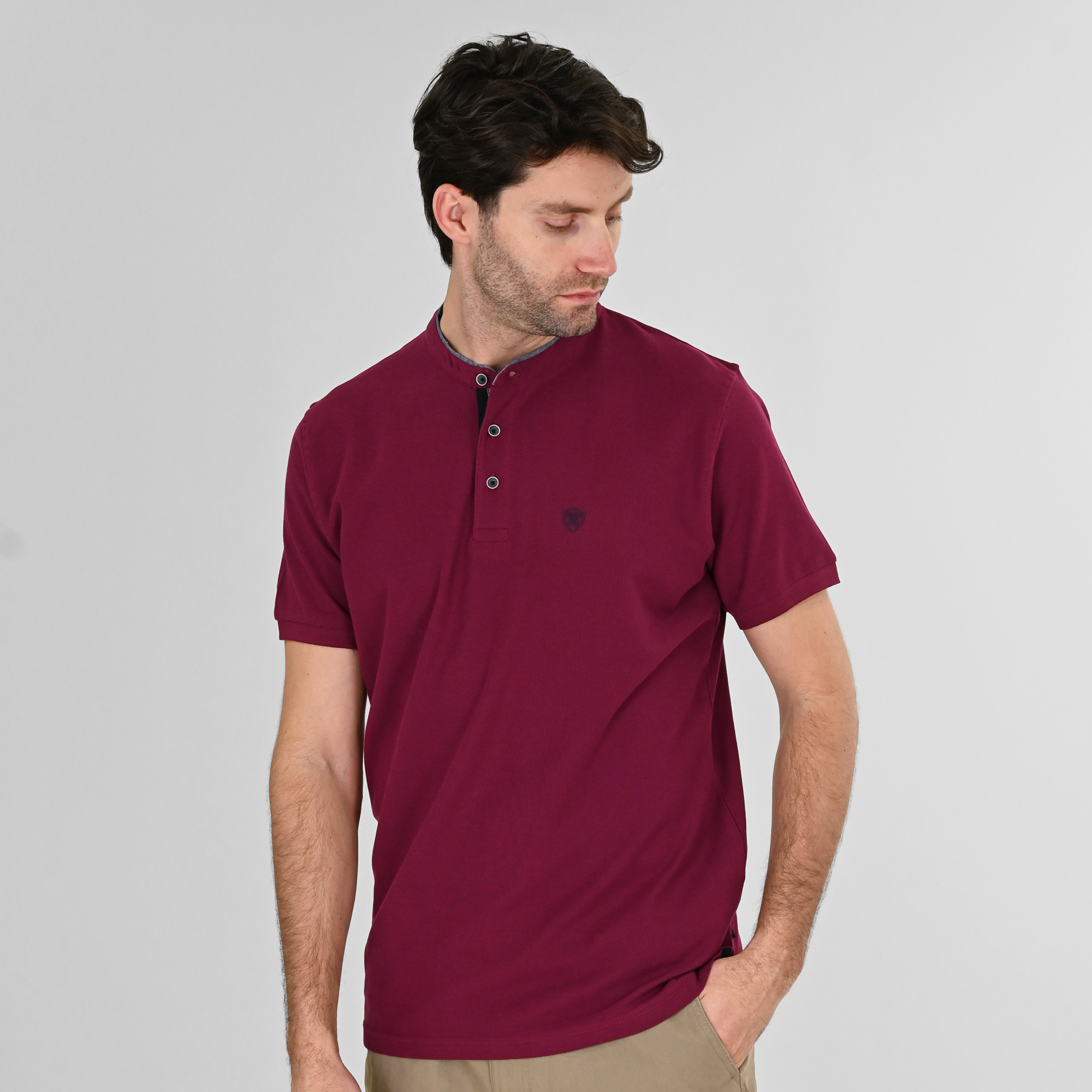 261PS-3083 POLO PIQUE MAO COLLAR MAGENTA - Image 1