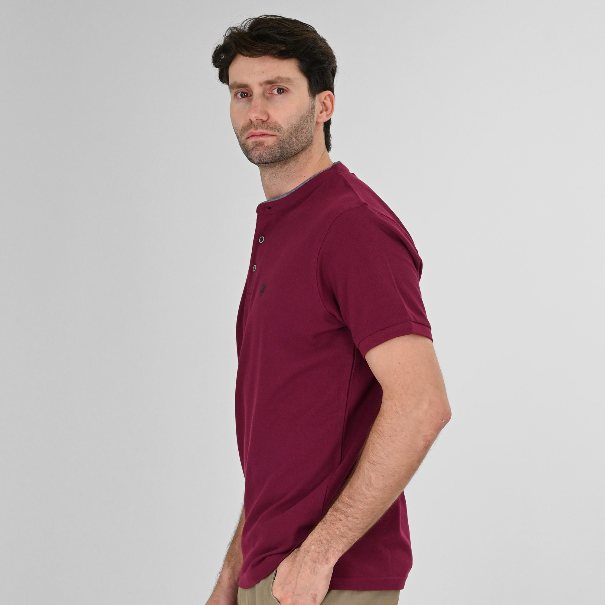 261PS-3083 POLO PIQUE MAO COLLAR MAGENTA - Image 3