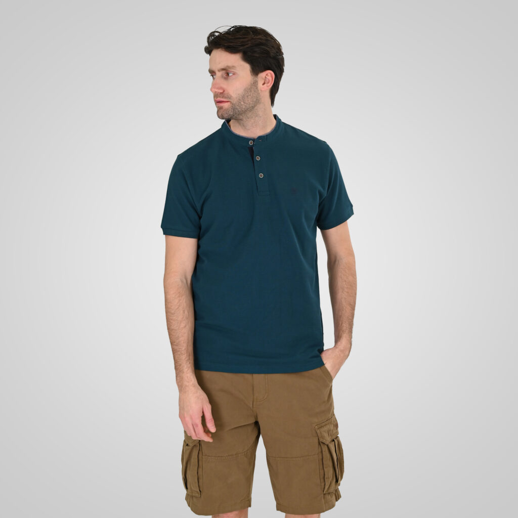 261PS-3083 POLO PIQUE MAO COLLAR EMERALD