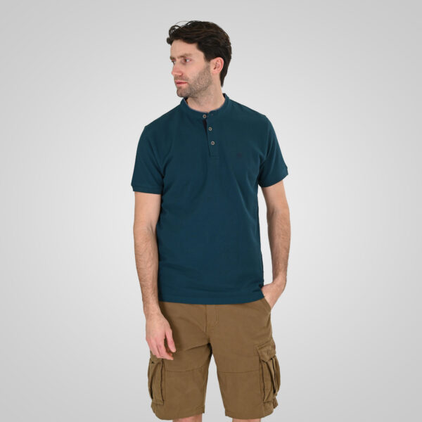 261PS-3083 POLO PIQUE MAO COLLAR EMERALD