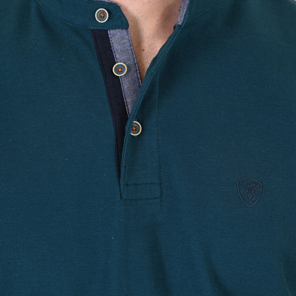 261PS-3083 POLO PIQUE MAO COLLAR EMERALD