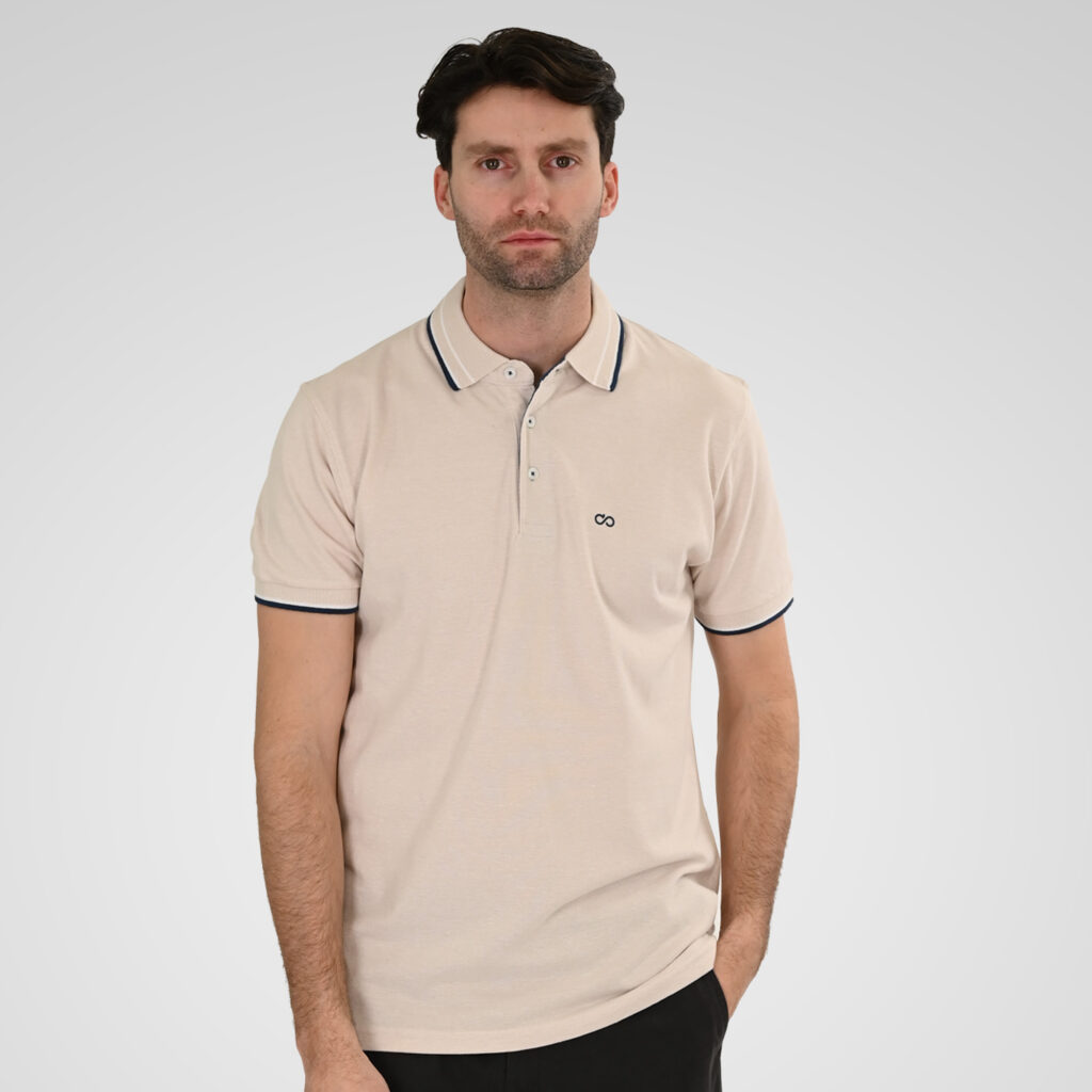 261PS-3085 POLO PIQUE MELANGE LT BEIGE MELANGE