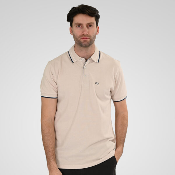 261PS-3085 POLO PIQUE MELANGE LT BEIGE MELANGE