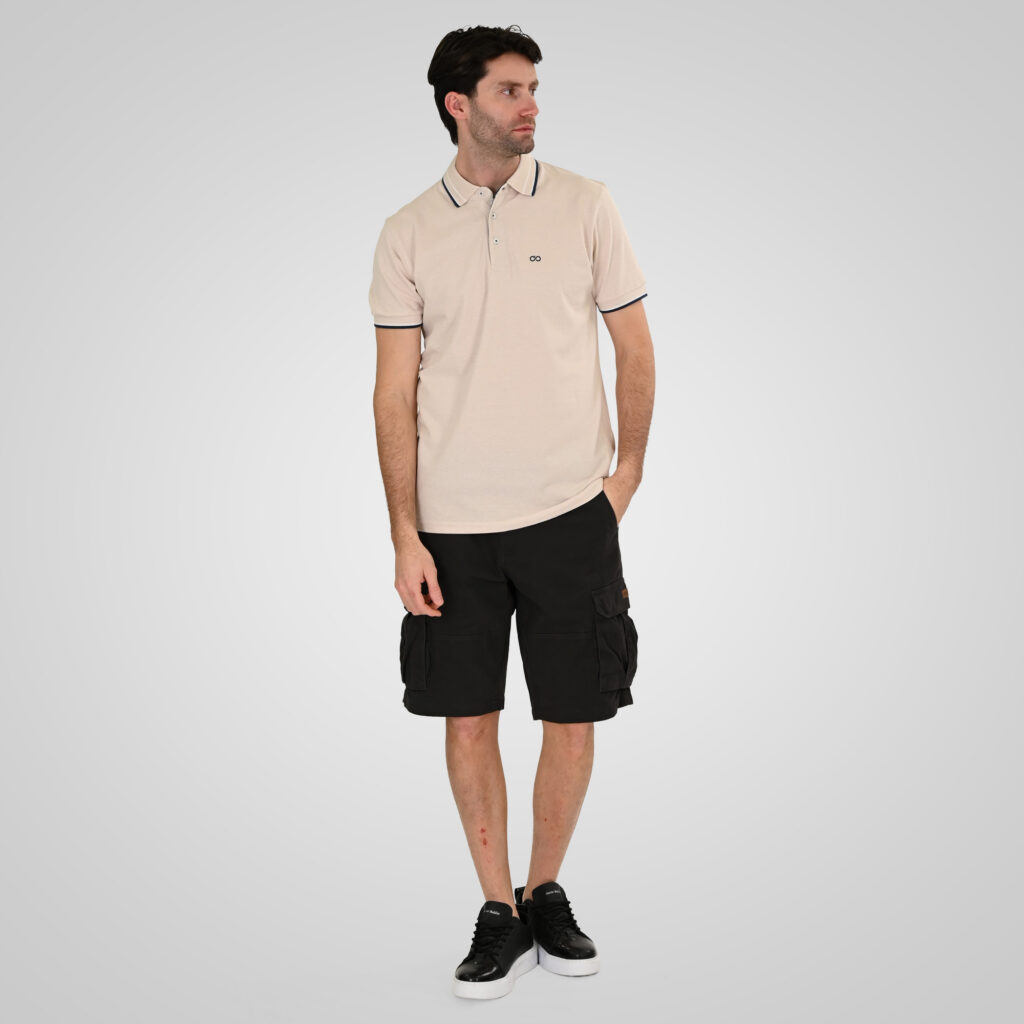 261PS-3085 POLO PIQUE MELANGE LT BEIGE MELANGE
