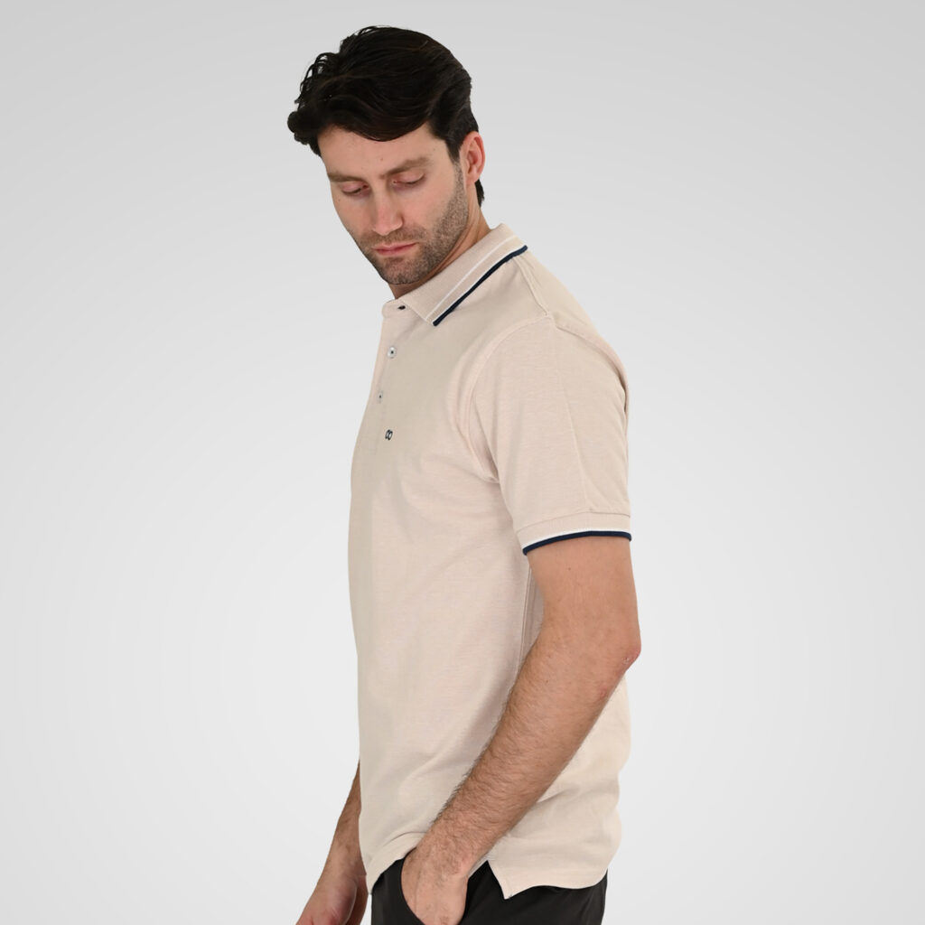 261PS-3085 POLO PIQUE MELANGE LT BEIGE MELANGE