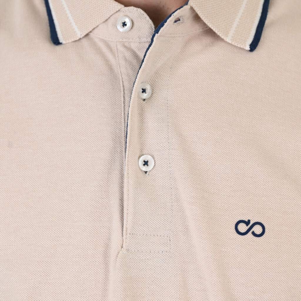 261PS-3085 POLO PIQUE MELANGE LT BEIGE MELANGE