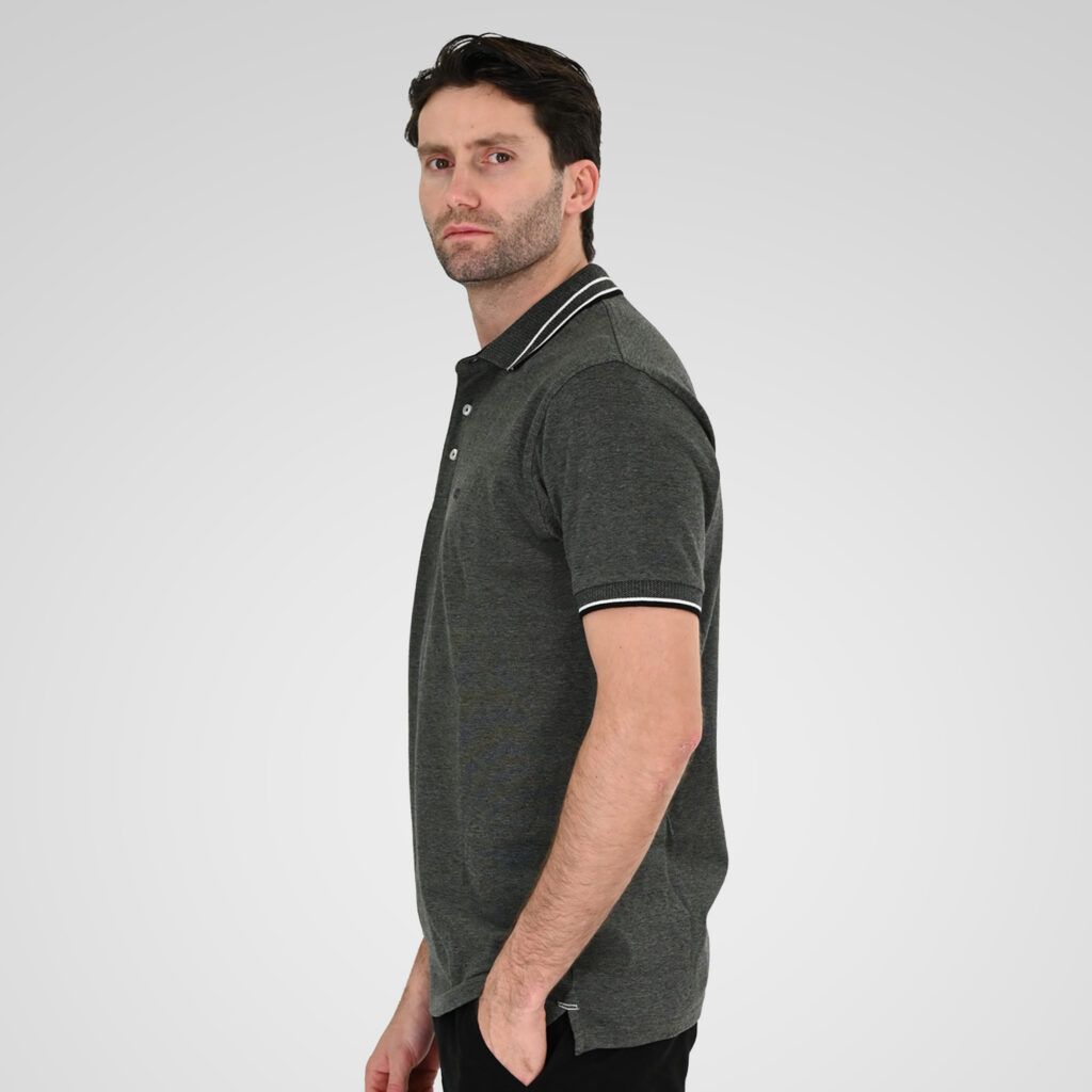 261PS-3085 POLO PIQUE MELANGE AGAVE GREEN MELANGE