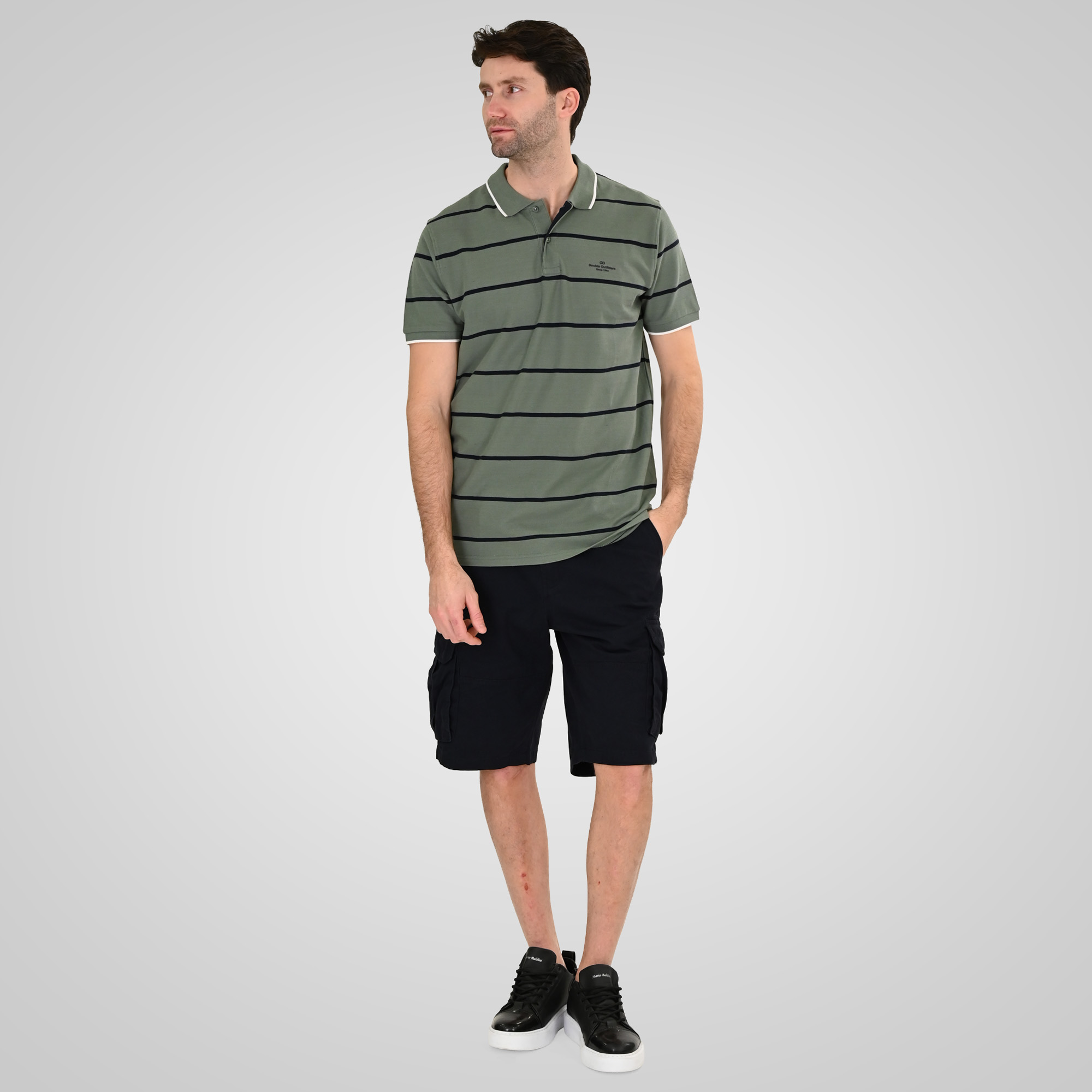 261PS-3088 POLO PIQUE STRIPPED (YARN DYED) CC100 AGAVE GREEN NAVY - Image 2