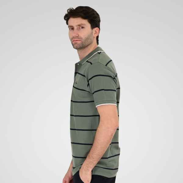 261PS-3088 POLO PIQUE STRIPPED (YARN DYED) CC100 AGAVE GREEN NAVY