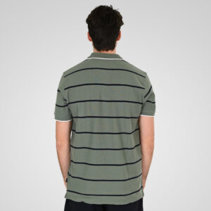 261PS-3088 POLO PIQUE STRIPPED (YARN DYED) CC100 AGAVE GREEN NAVY - Image 4