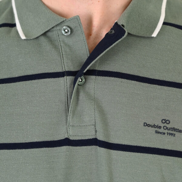 261PS-3088 POLO PIQUE STRIPPED (YARN DYED) CC100 AGAVE GREEN NAVY