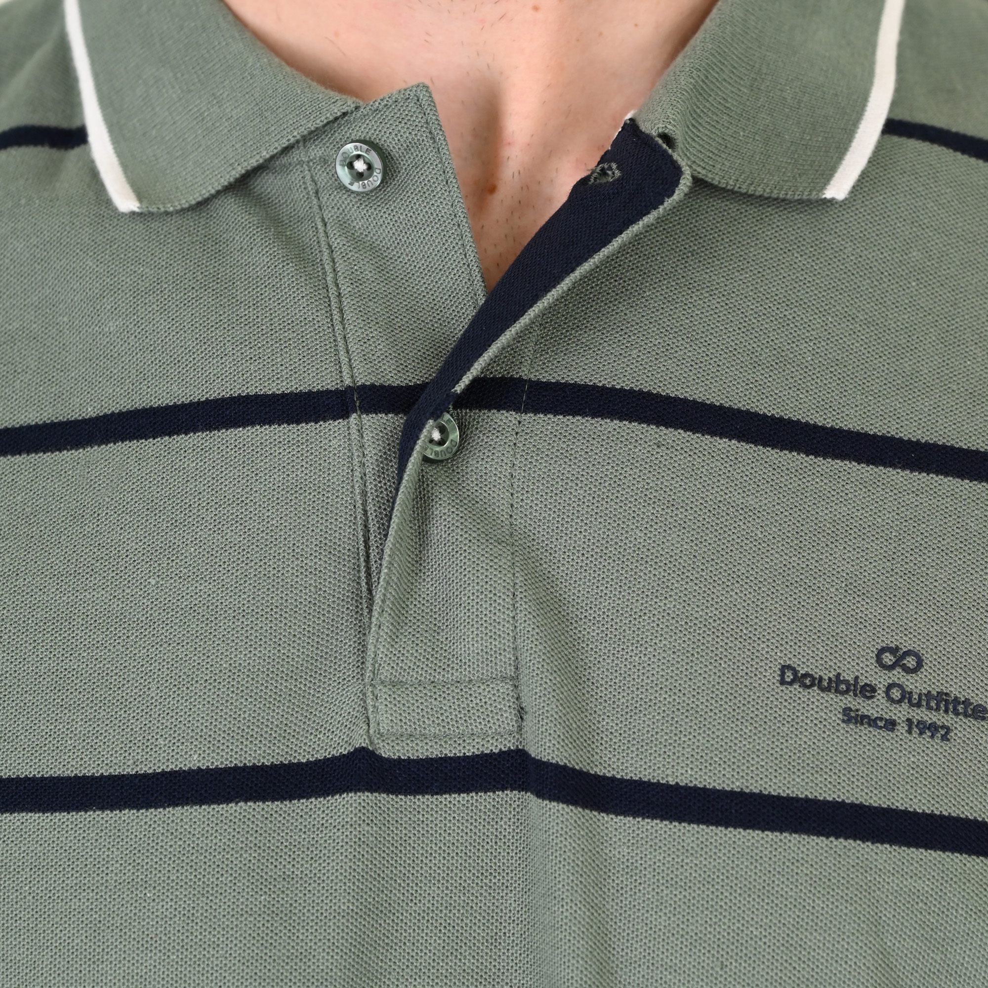 261PS-3088 POLO PIQUE STRIPPED (YARN DYED) CC100 AGAVE GREEN NAVY - Image 5