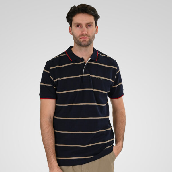 261PS-3088 POLO PIQUE STRIPPED (YARN DYED) CC103 NAVY TAUPE