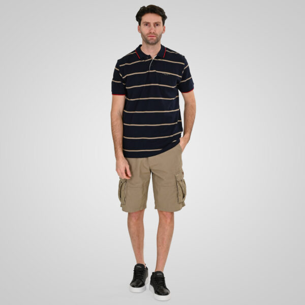261PS-3088 POLO PIQUE STRIPPED (YARN DYED) CC103 NAVY TAUPE