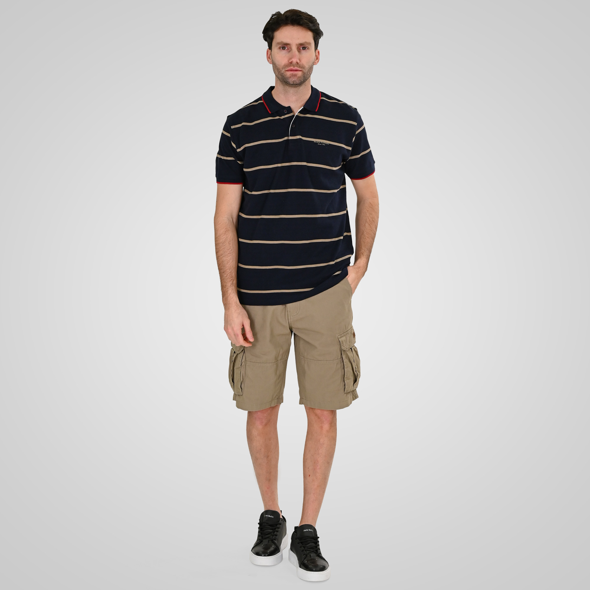 261PS-3088 POLO PIQUE STRIPPED (YARN DYED) CC103 NAVY TAUPE - Image 2
