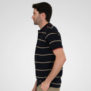 261PS-3088 POLO PIQUE STRIPPED (YARN DYED) CC103 NAVY TAUPE - Image 3