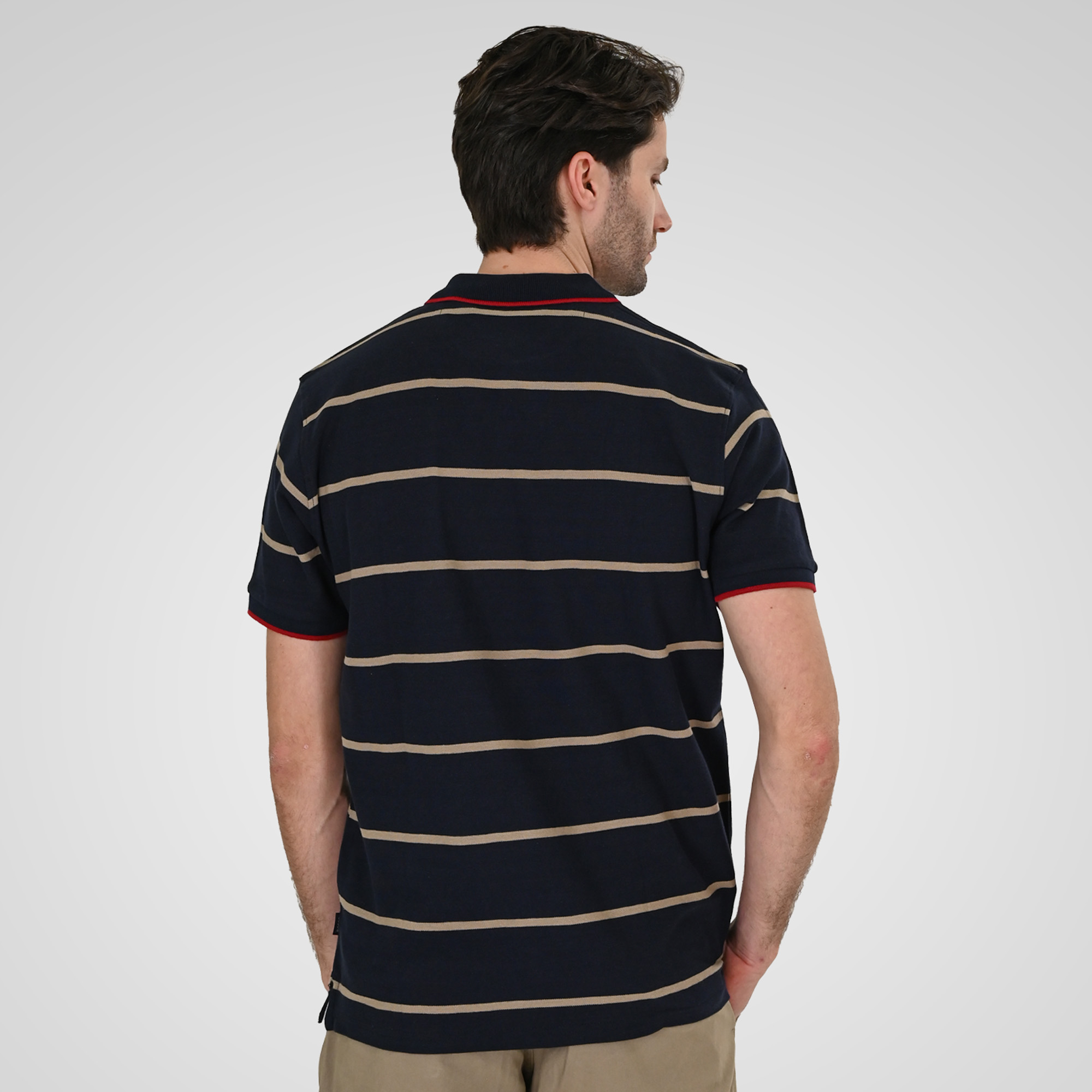 261PS-3088 POLO PIQUE STRIPPED (YARN DYED) CC103 NAVY TAUPE - Image 4