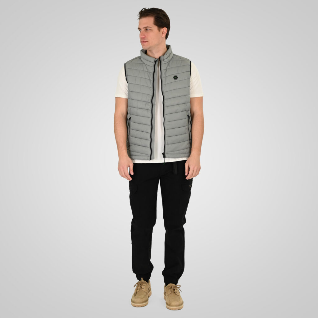 261SMJK-2082 JACKETS SLEEVELESS PADDED MIST GREEN