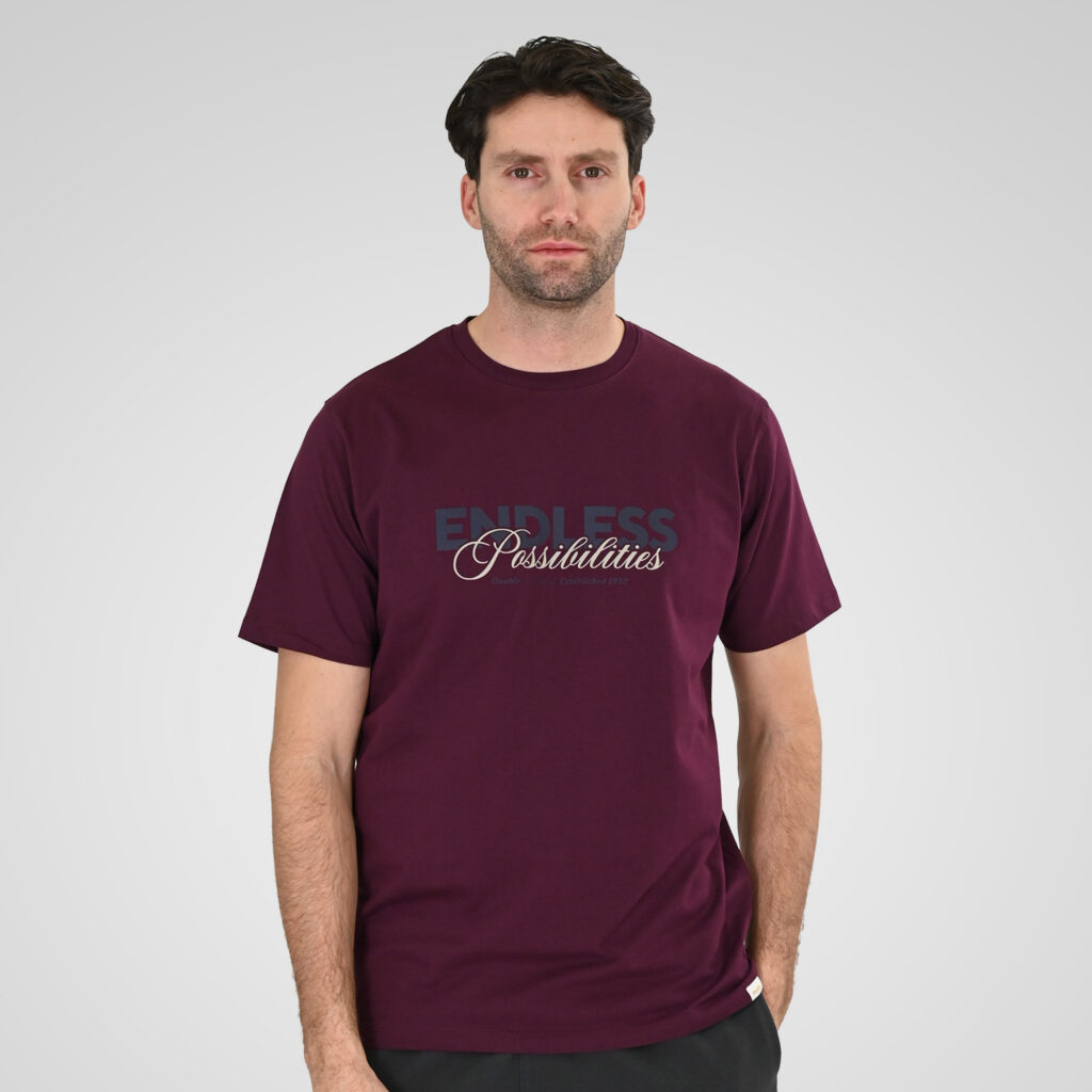261TS-9122 T-SHIRT WITH DOUBLE PRESSED PRINT DK RASPBERRY