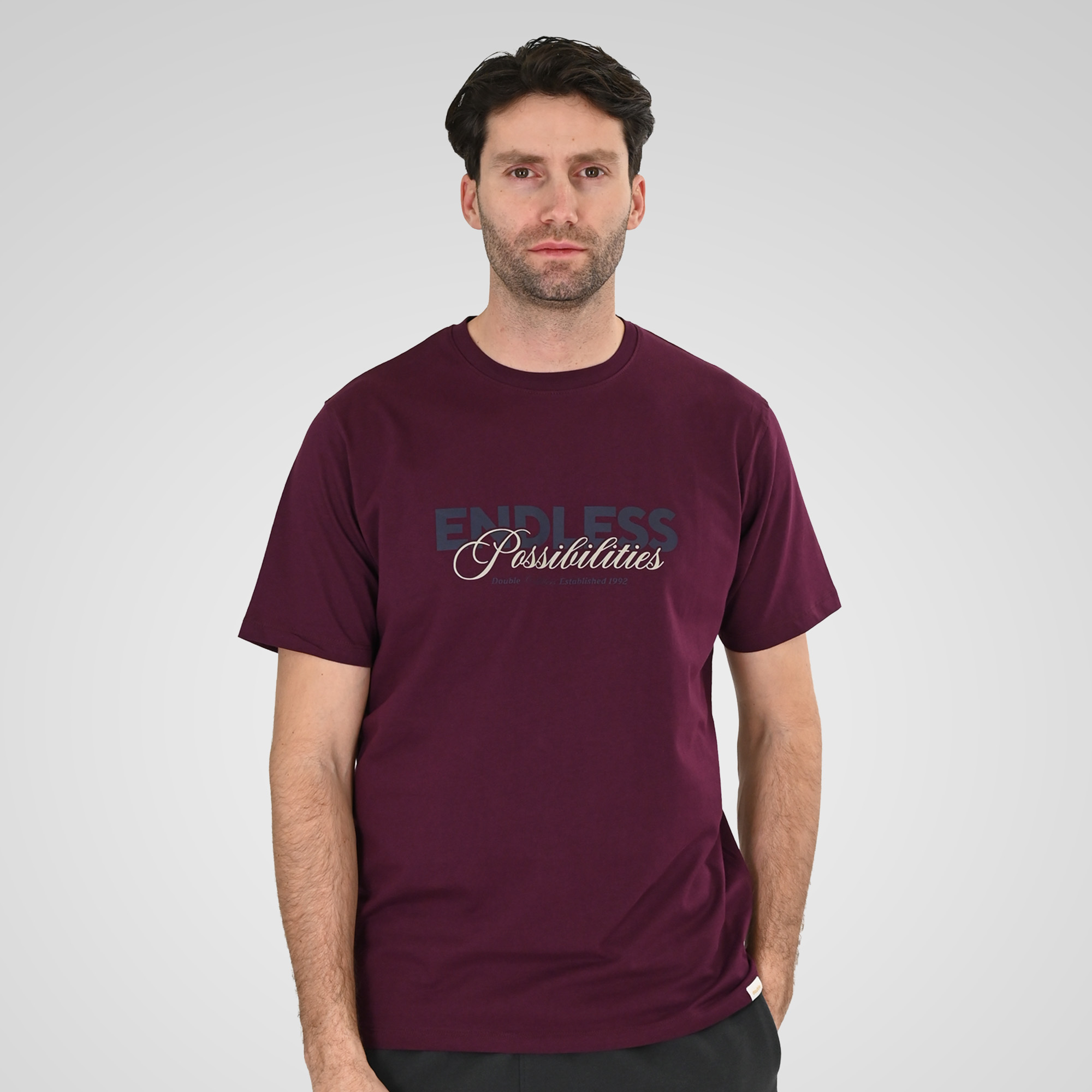 261TS-9122 T-SHIRT WITH DOUBLE PRESSED PRINT DK RASPBERRY - Image 1