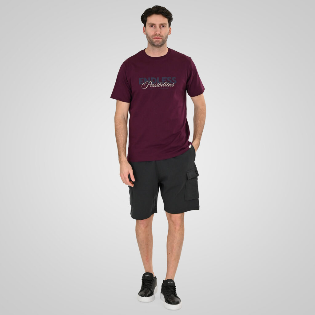 261TS-9122 T-SHIRT WITH DOUBLE PRESSED PRINT DK RASPBERRY