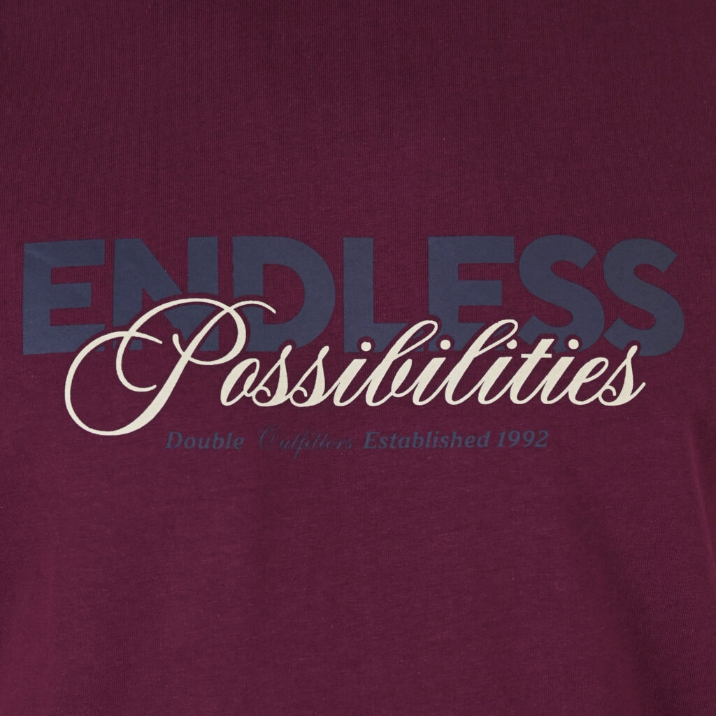 261TS-9122 T-SHIRT WITH DOUBLE PRESSED PRINT DK RASPBERRY