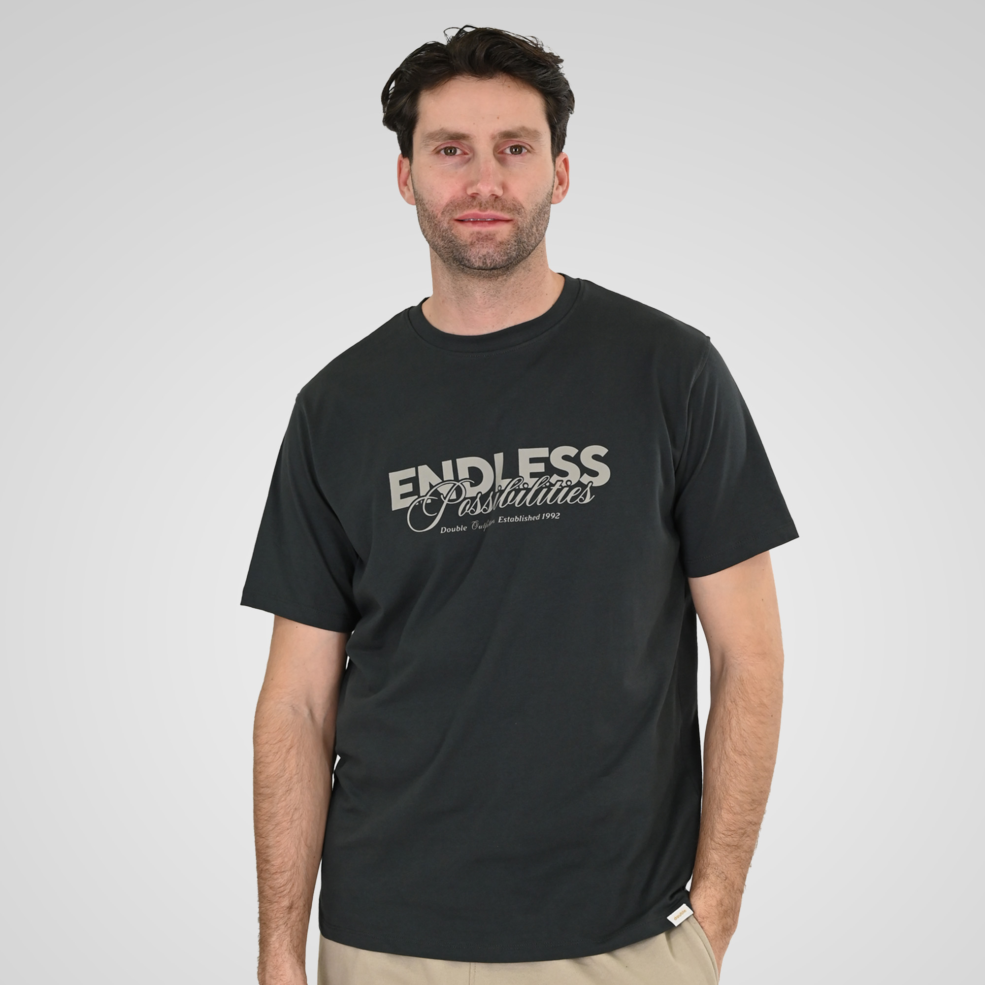 261TS-9122 T-SHIRT WITH DOUBLE PRESSED PRINT SHADOW GREY - Image 1