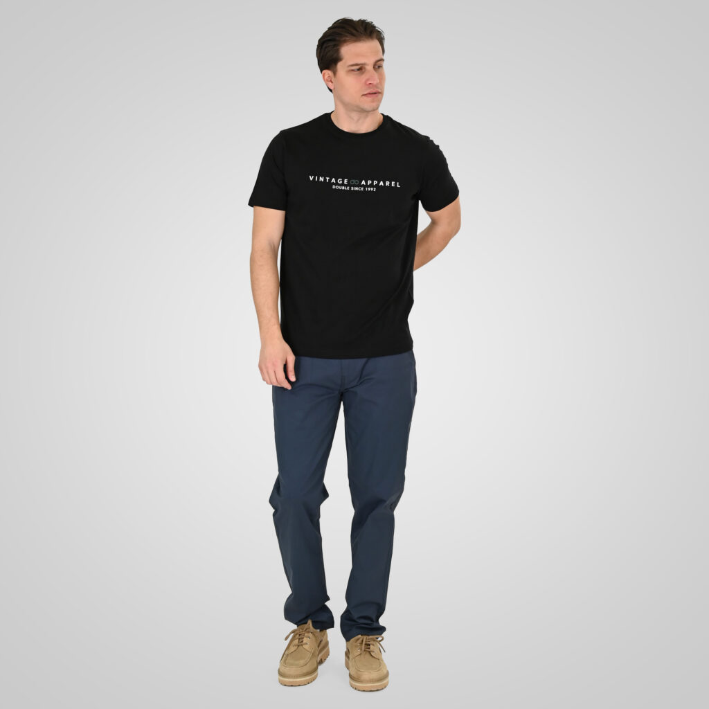 261TS-9125 T-SHIRT WITH DOUBLE PRESSED PRINT BLACK