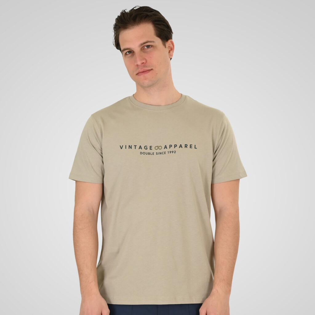 261TS-9125 T-SHIRT WITH DOUBLE PRESSED PRINT STONE BEIGE
