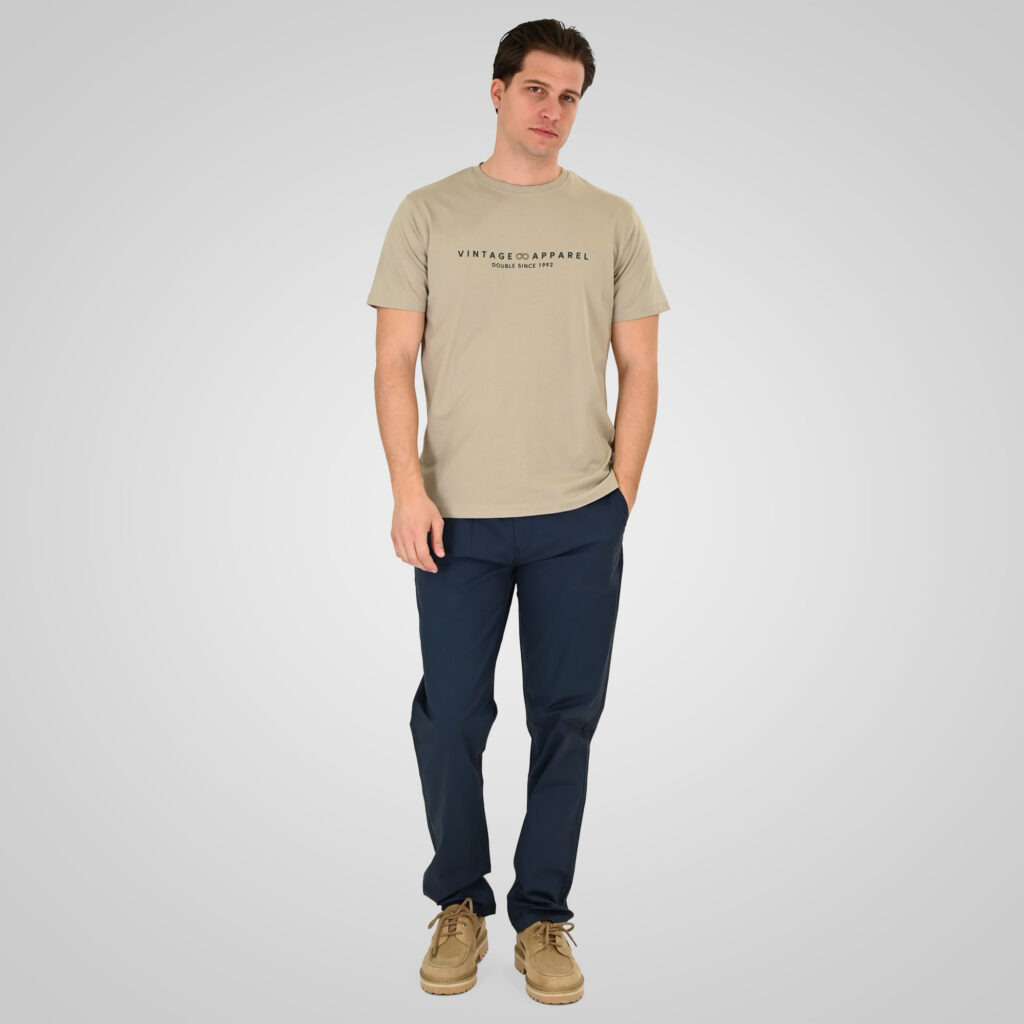 261TS-9125 T-SHIRT WITH DOUBLE PRESSED PRINT STONE BEIGE