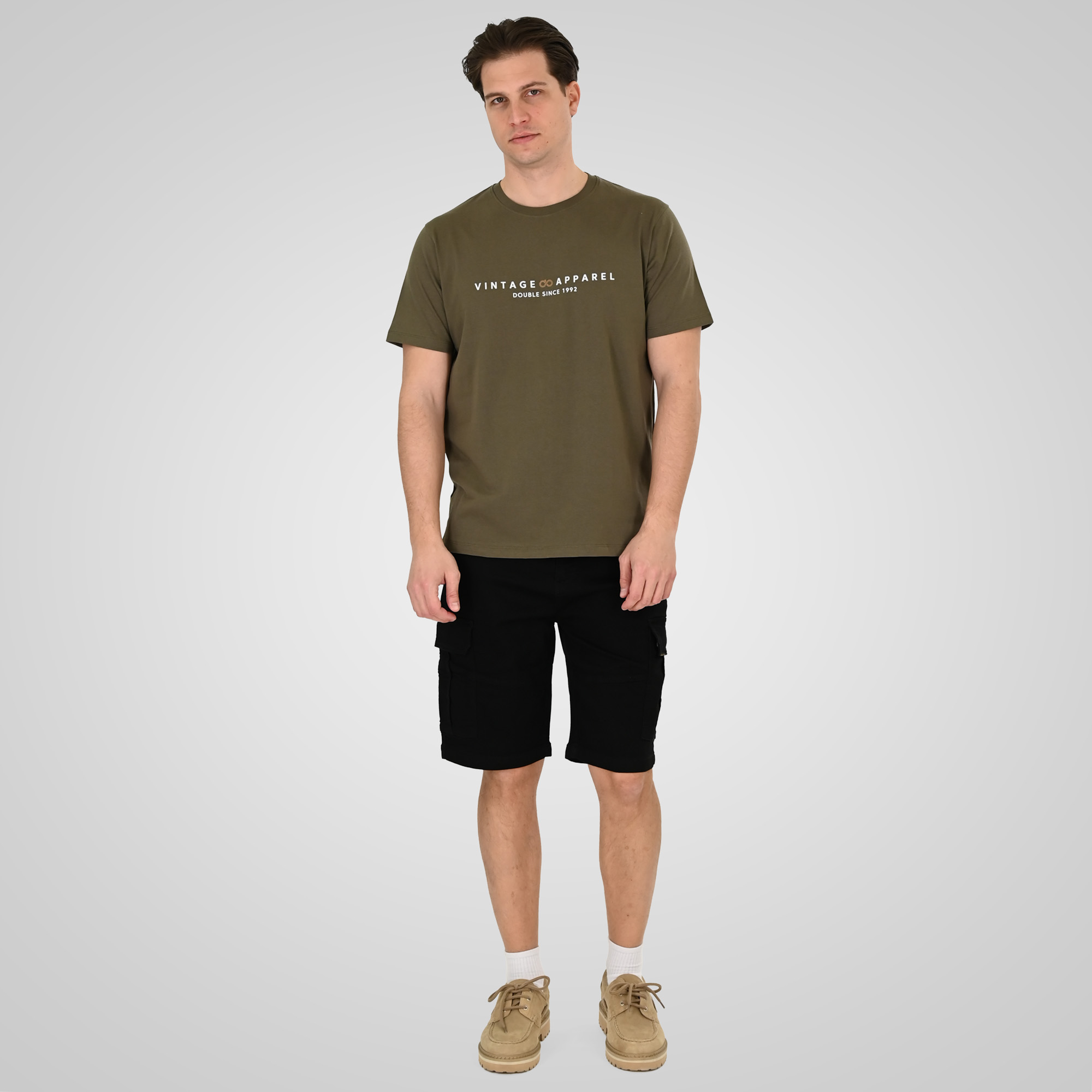 261TS-9125 T-SHIRT WITH DOUBLE PRESSED PRINT KHAKI - Image 2