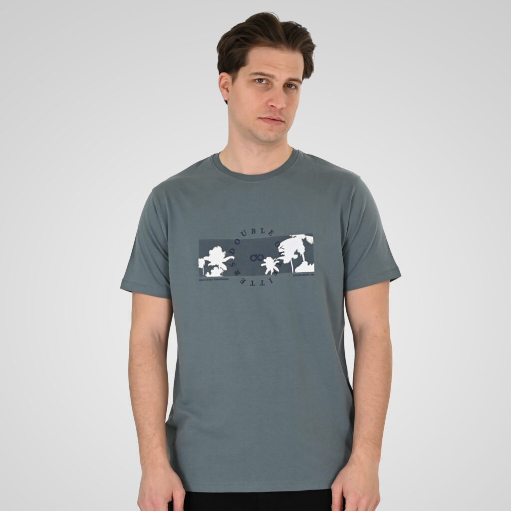 261TS-9127 T-SHIRT WITH DOUBLE PRESSED PRINT STEEL BLUE