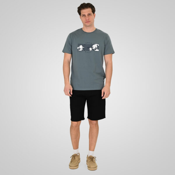 261TS-9127 T-SHIRT WITH DOUBLE PRESSED PRINT STEEL BLUE
