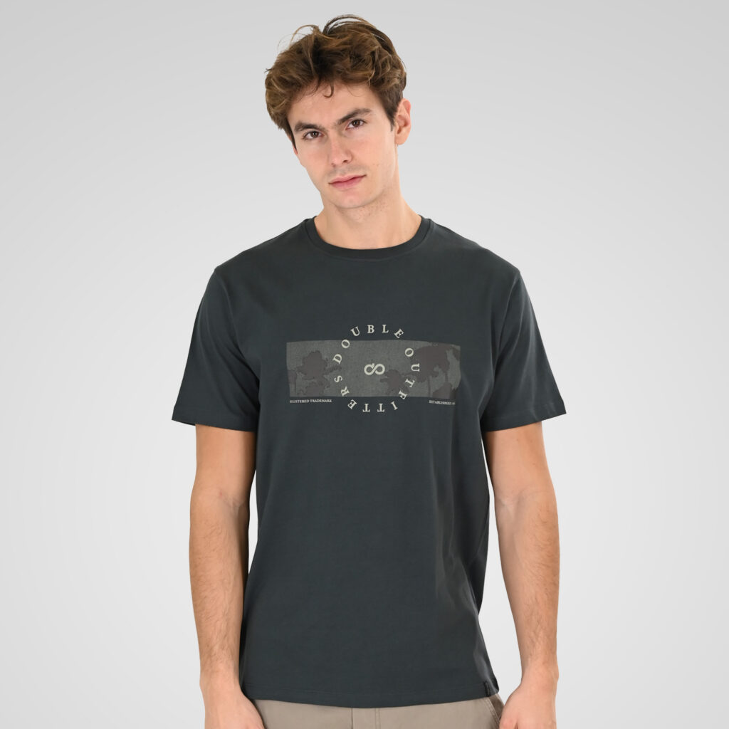 261TS-9127 T-SHIRT WITH DOUBLE PRESSED PRINT SHADOW GREY