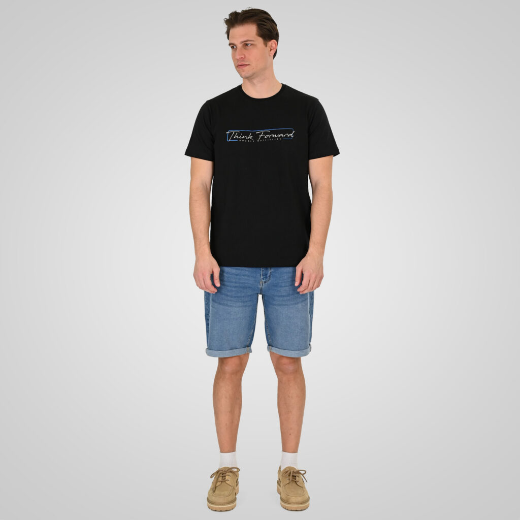 261TS-9130 T-SHIRT WITH DOUBLE PRESSED PRINT BLACK