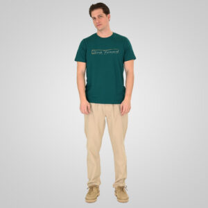 261TS-9130 T-SHIRT WITH DOUBLE PRESSED PRINT MOSS GREEN